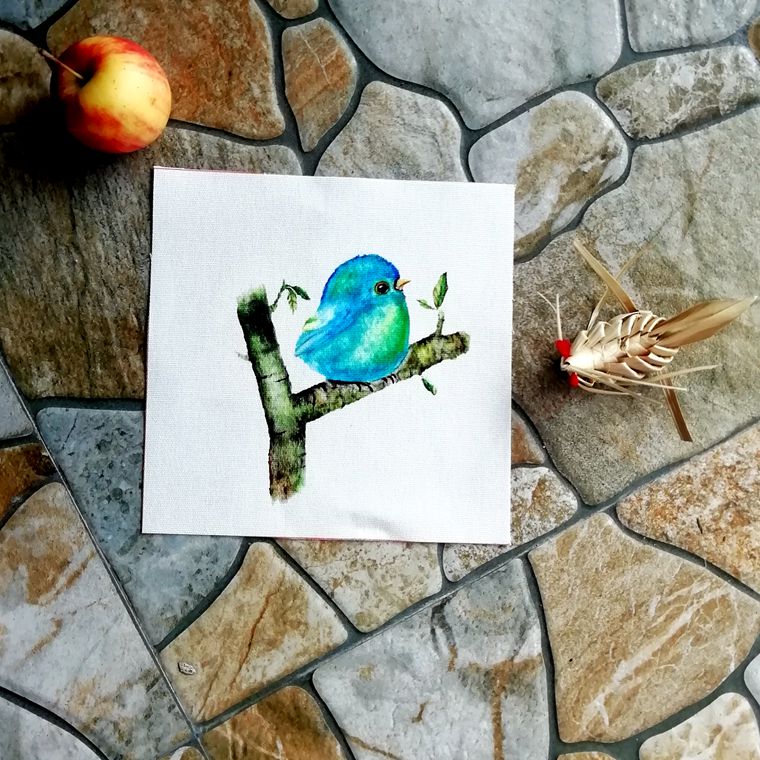 Tela de algodón con de pájaros para costura, retazos, manualidades para ropa, delantal, decoración, parches de tejido, 15x15cm: 3