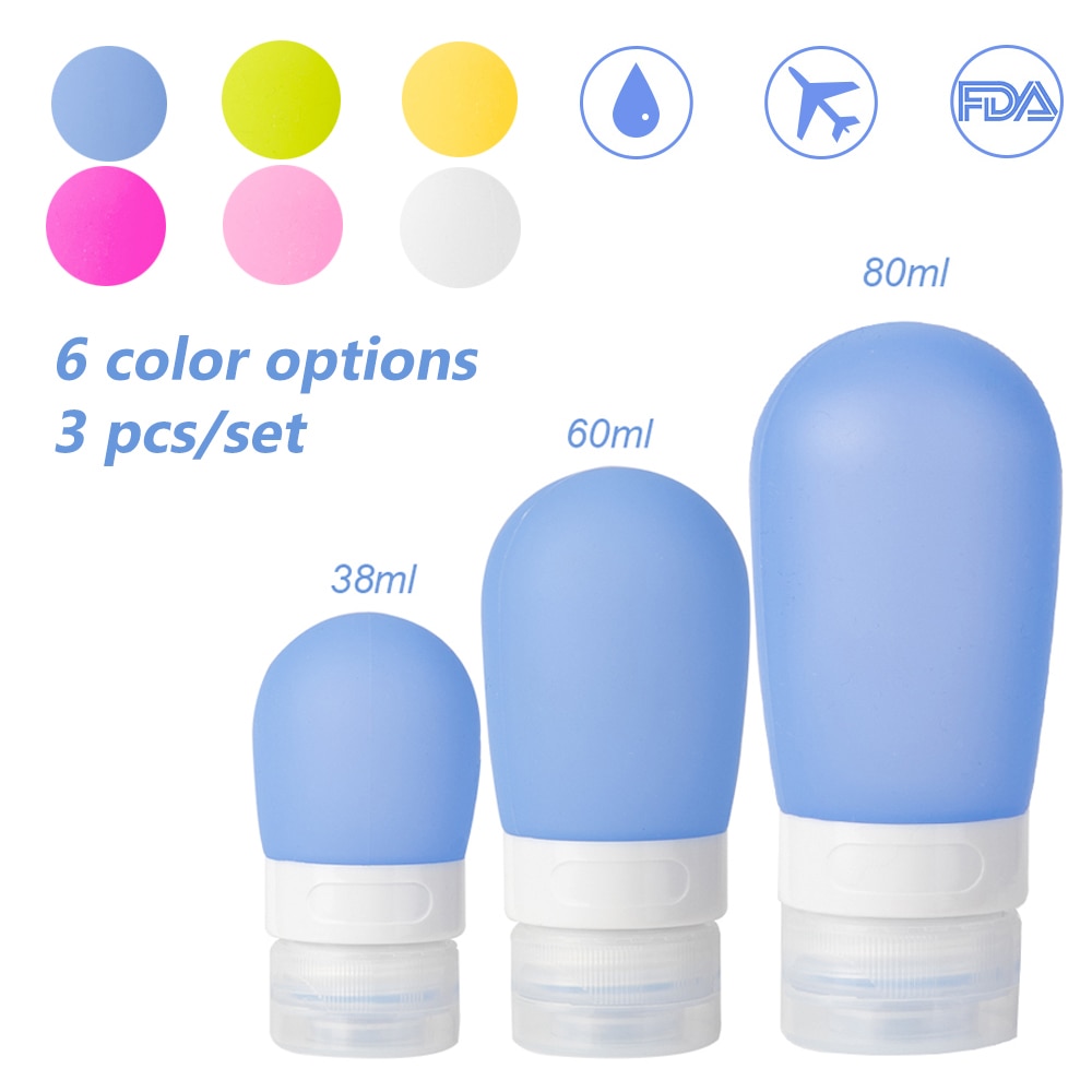 1/2/3 st set 38ml 60ml 80ml tomma silikon resepaket packpress flaska för lotion schampo bad små provbehållare