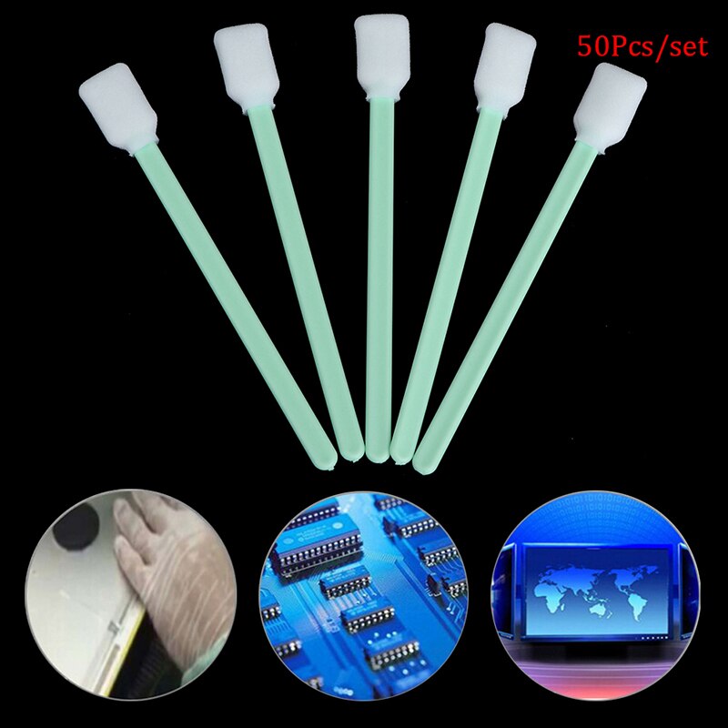 50pcs Sponge Cleaning Swaps Buds Foam Antistatic Sponge Sticks Swabs Solvent circuit boards