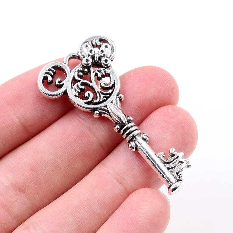 5 pièces breloques Vintage souris clé 46x22mm Antique argent couleur plaqué pendentifs faisant bricolage à la main tibétain trouver des bijoux