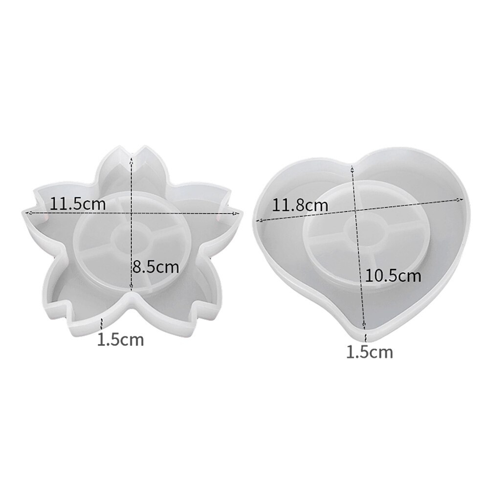 Coaster forme silikone epoxyharpiks form bakker til underlæg, lysestager sakura, hjerteformet 1pc