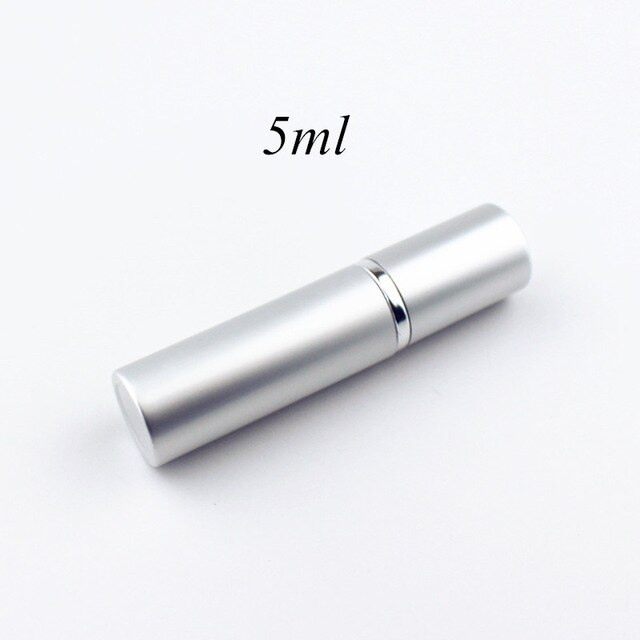 5ml 10ml parfum glazen fles reis aluminium spray verstuiver lege metalen parfum verstuiver draagbare: Zilver -5ml