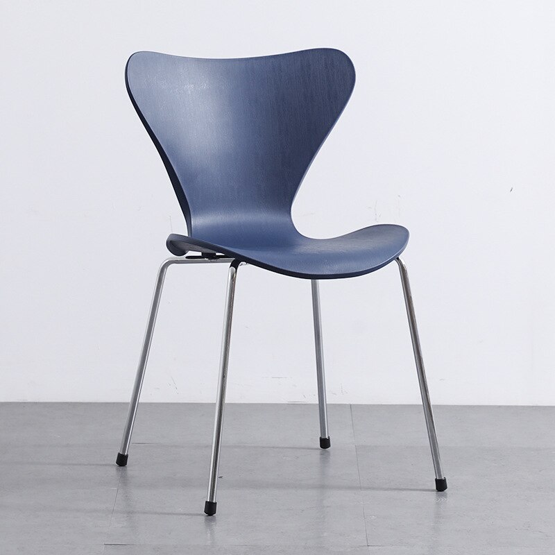 Chair Luxury Home Backrest Dining Chair Desk Simple Modern Backrest Stool Leisure Plastic Living Room Furniture Bedroom: Blue silver legs
