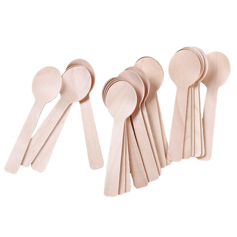 100 pçs de madeira descartável colher mini sorvete colher madeira ocidental sobremesa colher festa casamento utensílios de mesa cozinha segura nova