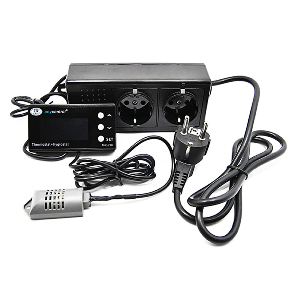 THC-220 Digital Temperature Humidity Controller Thermostat Regulator Control Switch LCD for Green House: EU