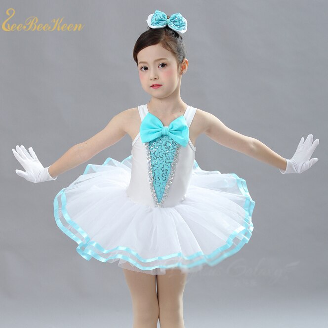 Vestido de Ballet para niñas, traje de tutú de Ballet con lentejuelas azules, vestido de baile para niña con puesta en escena para mujer, tutú, ropa de bailarina de Ballet