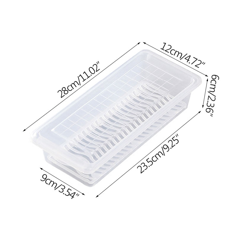 Kitchen Drainable Freezer Storage Box Organizer Transparent Refrigerator Storage Boxes Organizer Food Sealed Container