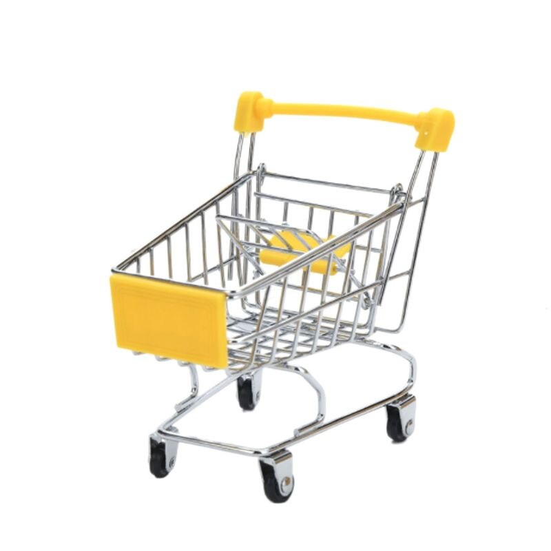 Mini Supermarket Hand Trolley Shopping Utility Cart Storage Basket Pretend Kids