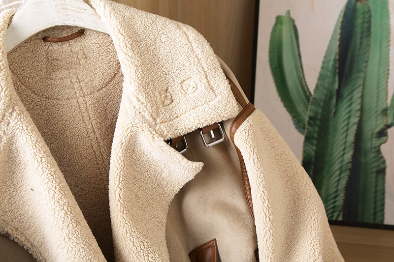 autumn/winter Patchwork jacket jacket Lambs wool coat