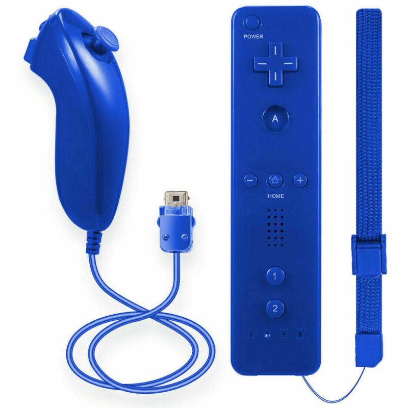 2 In1 construido-en movimiento Plus Wireless Gamepad controlador remoto para Nin tienden Wii U remoto Joystick de control Joypad para Wii /wii U: straight dark blue