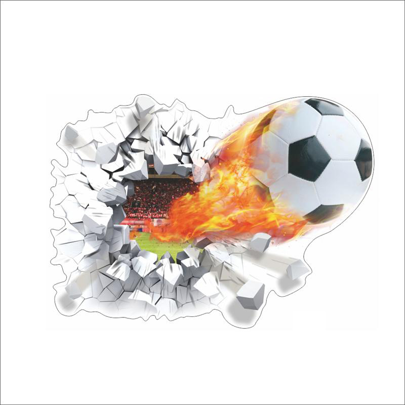 3d vivid football soccer ball wall stickers living room bedroom wall decals decoration diy mural art posters: 1473