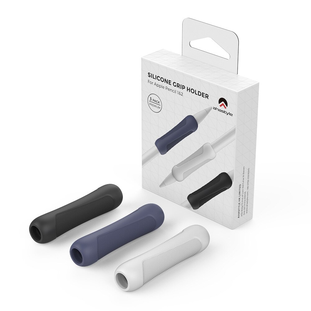 Antislip Pen Grip Beschermhoes Is Geschikt Voor Apple Stylus Apple Potlood 1/2 Generatie Siliconen Pen Grip Beschermende cover: 3PCS white black blu