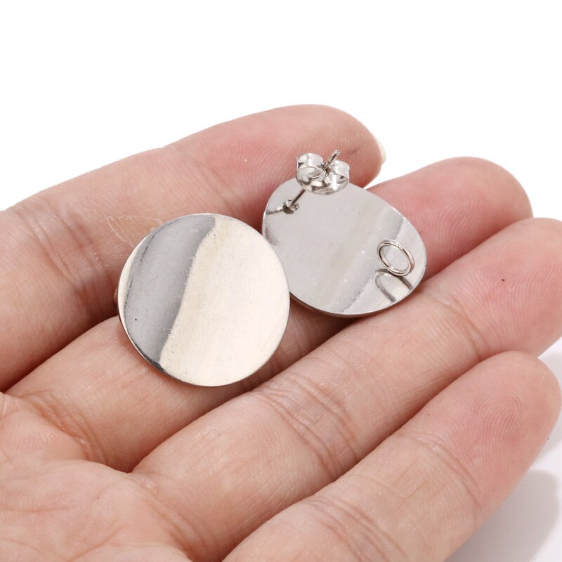 10pcs/lot round Post with Ring 20mm Gold Plated Surgical Stainless Steel Post Earrings For DIY Jewelry Making Findings