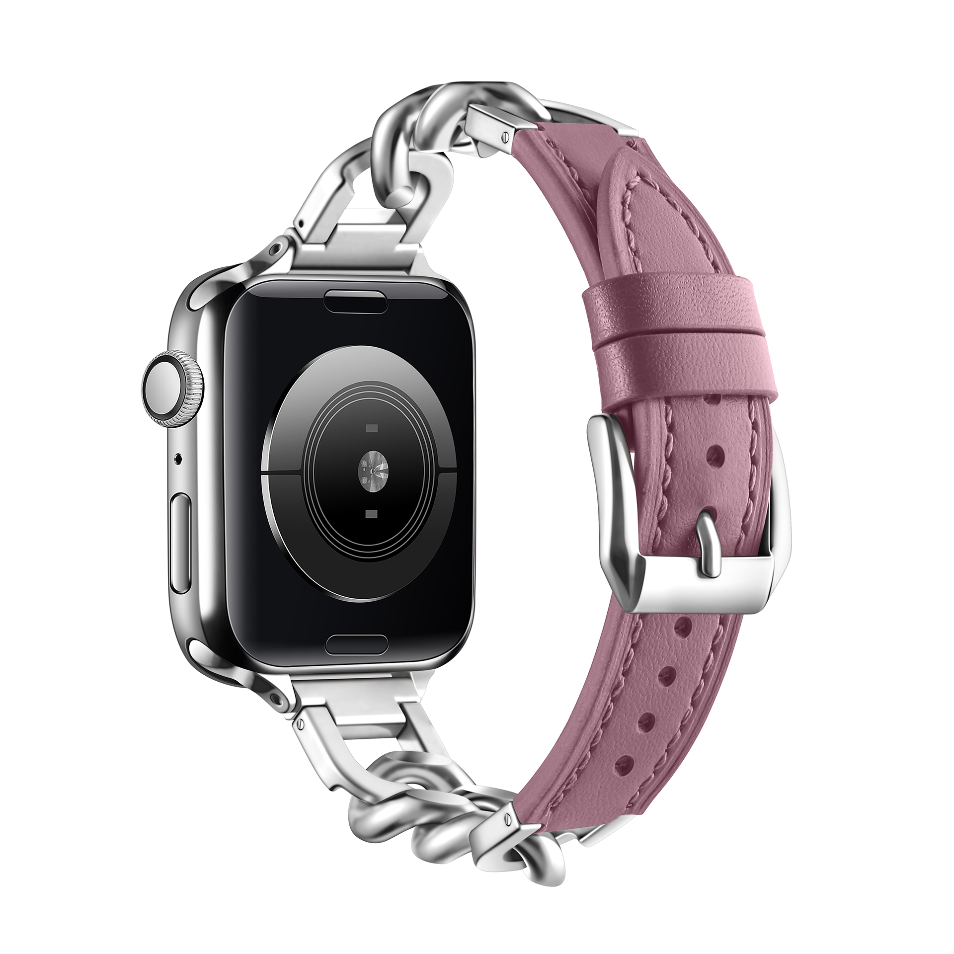 Correa de cuero para Apple Watch 10 Band 46mm 42mm 44mm 40mm 41mm 45mm pulsera de acero inoxidable para mujer iWatch Series 9 8 SE 7 6 cinturón: Morado / 12 mm