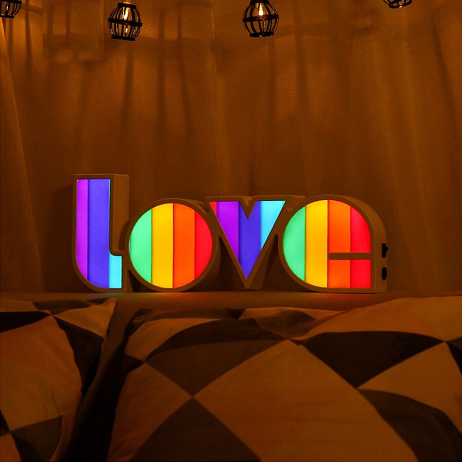 Førte brevlys natlys nattelys indretning lys skrivebord lampe soveværelse indretning farverige kærlighed tegn lys op kærlighed tegn indretning lys