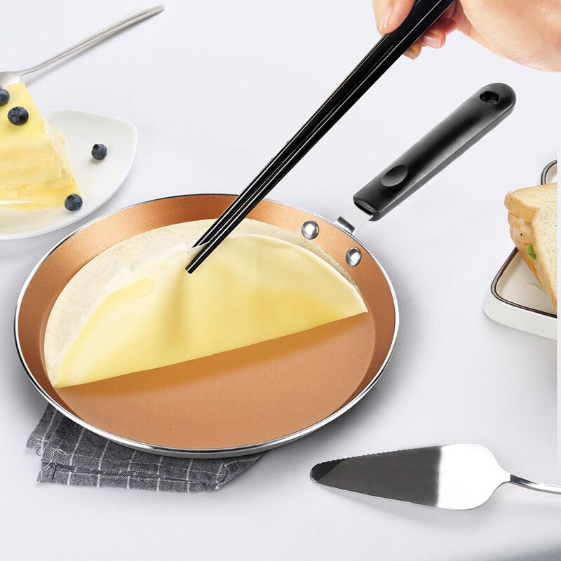Roze/zwart/gouden antiaanbak maifan stenen wok pannenkoek ei steak antiaanbakpan geen olie rook thuis algemeen koken pan