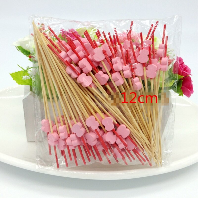 XUNZHE 12Cm Disposable bamboo / color acrylic Cocktail Drink Stirring Sticks Food Dessert Picks Fruit Fork postre accessories: 7