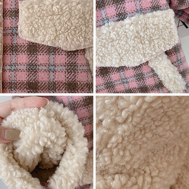 freundlicher Mädchen Plaid Elegante Mantel Neue Winter Mädchen Baby Vlies Patchwork Kleidung Koreanische Stil freundlicher Süße Kleidung