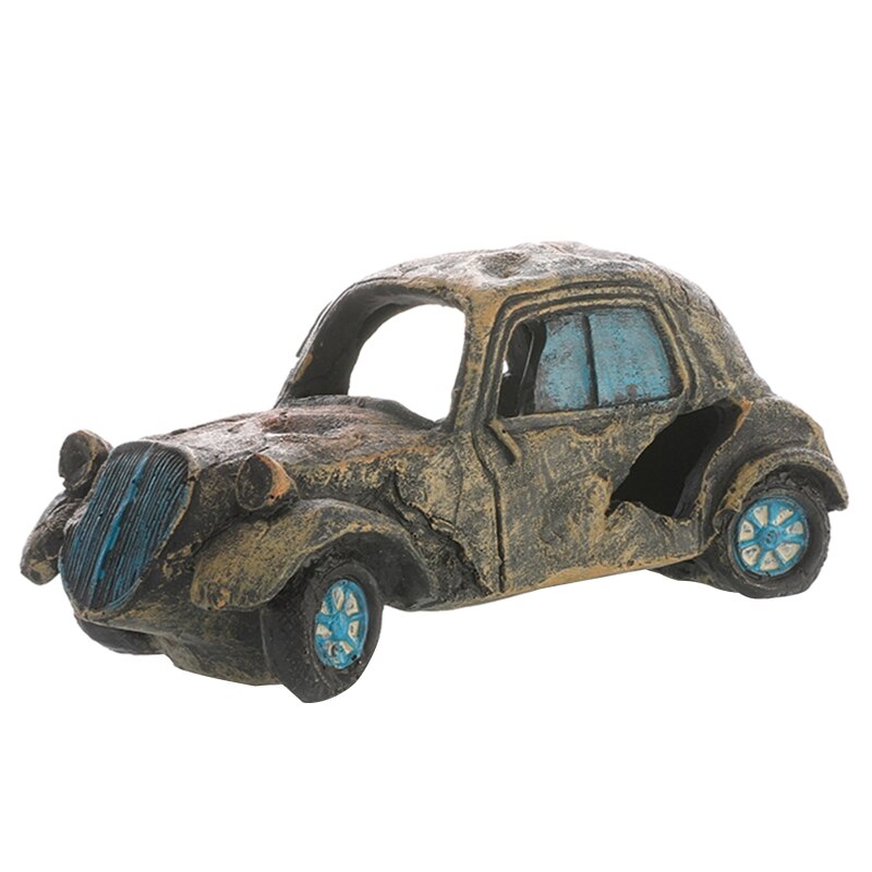 Fish Tank Decoration Aquarium Hideaway Broken Vehicle House with Cave Resin Wreck Car Ornament Landscaping Accessories: Old sports car