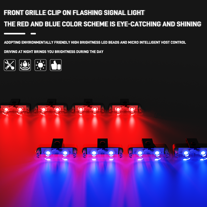 8 in 1 LED Emergency Strobe Lights For Truck Vehicle Warning Flashing Caution Light Grilles DRL Police Wireless Remote Control: Silver