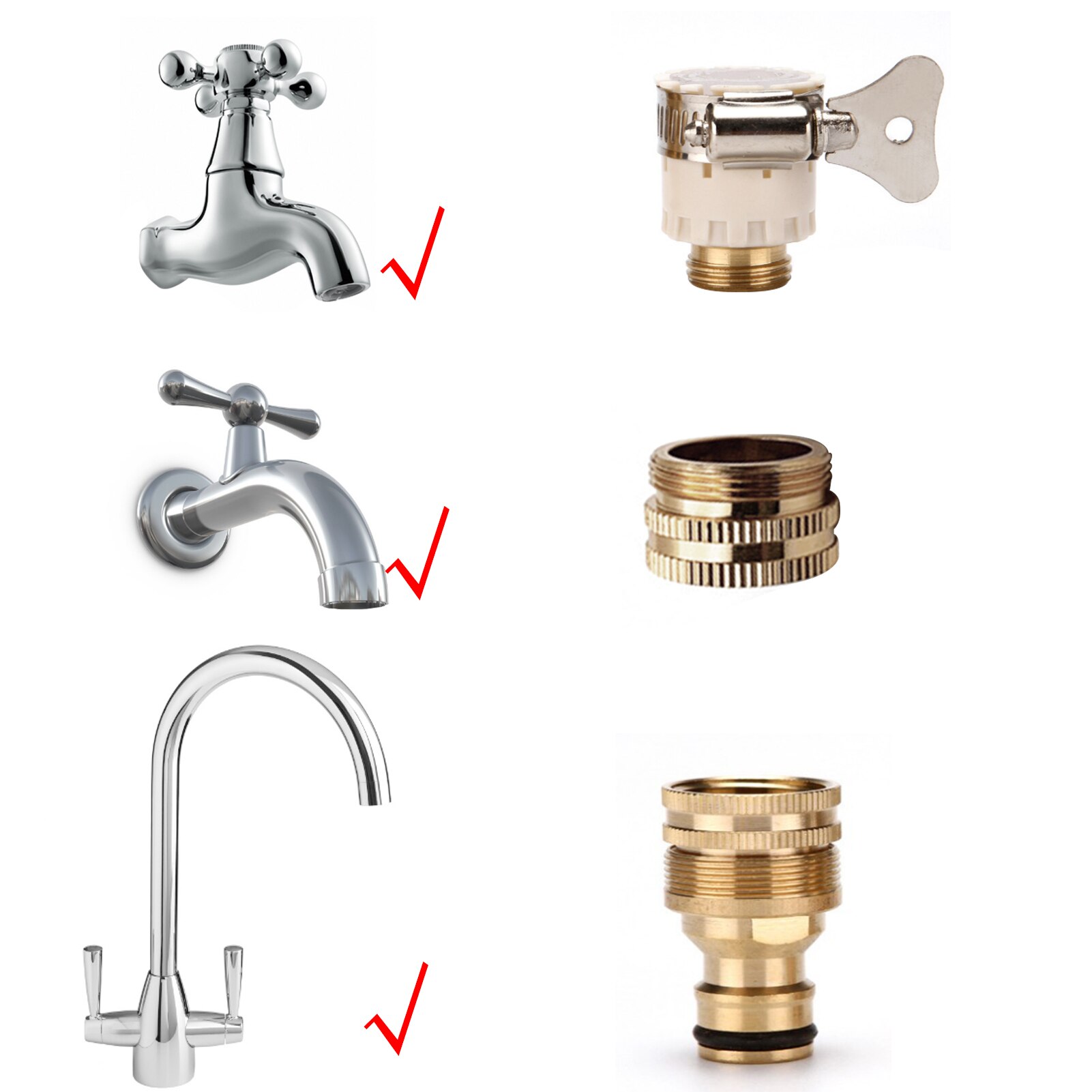 15mm-23mm Universal Kitchen Hose Adapter Metal Faucet Connector Mixer Hose Adapter Tube Joint Fitting Garden Watering Tools