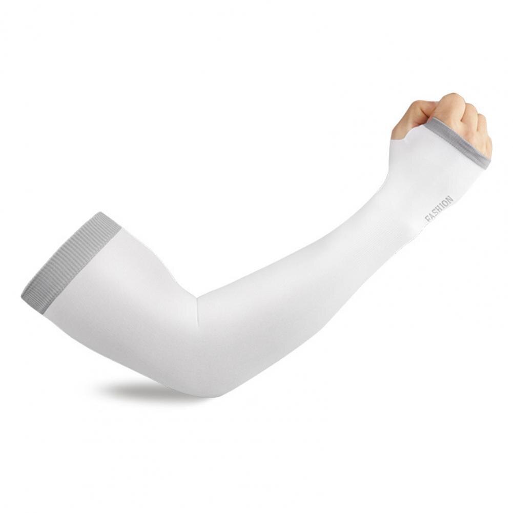 1 pair of super soft, fade-resistant spandex unisex arm sleeves, sunscreen, uv-resistant, cooling sleeves for camping: White