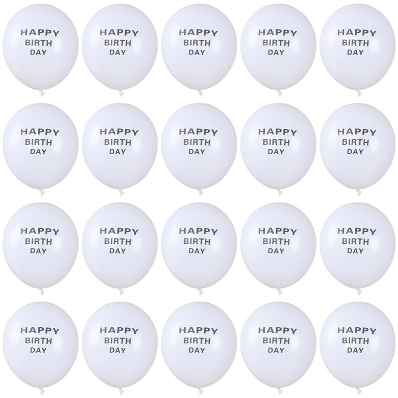 100pcs 12 Inch Birthday Balloons HAPPY BIRTH DAY TO YOU Letter Printing Balloons Latex Balloons: White