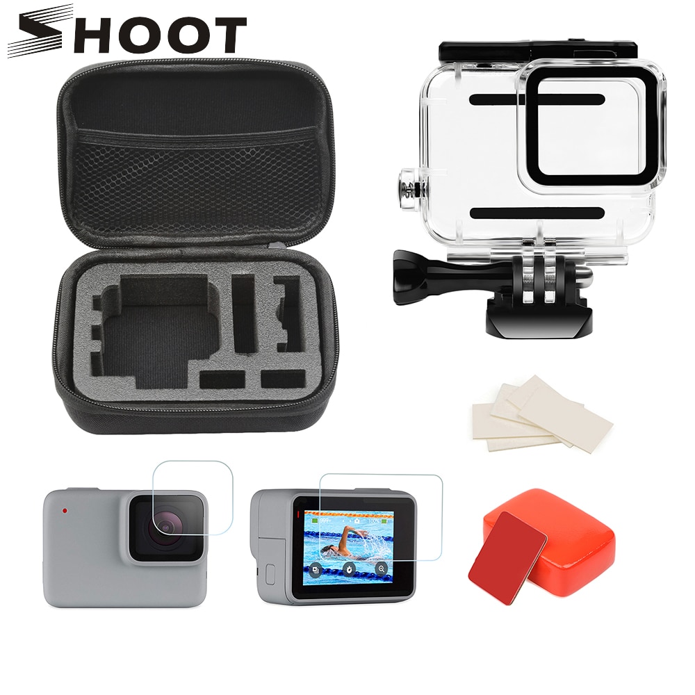 SCHIETEN Waterdichte Case Accessoires Set Mount voor GoPro Hero 7 Zilver Wit Actie Camera Behuizingen voor Go Pro Hero 7 accessoires