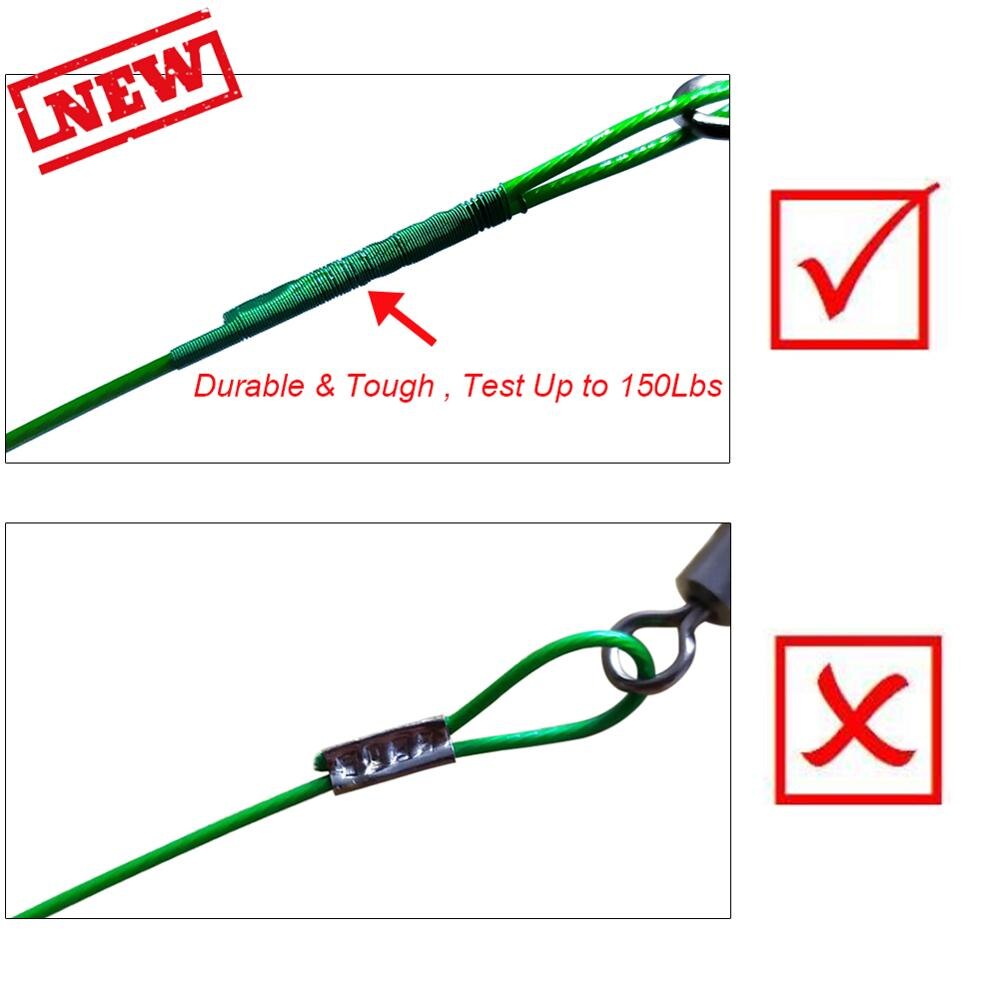 10 stk 50cm fiskeline leder wire test 88 lbs /40kg anti-bid stål wire line snore kraftigt fiske stik til lokke