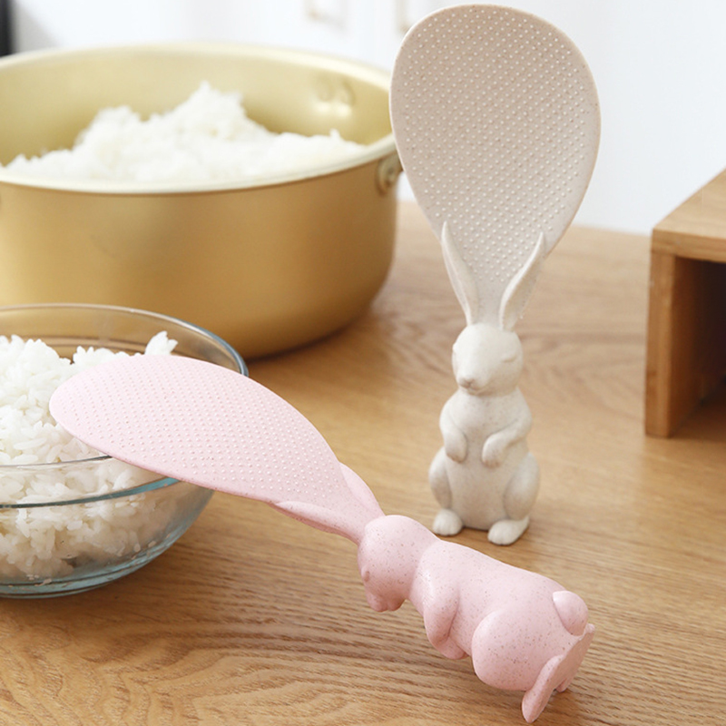 Rabbit Rice Shovel Rice Cooker Rice Spoon Kitchen Wheat Straw Rabbit Spoon Non-stick Cartoon Rice Spoon Can Stand Up