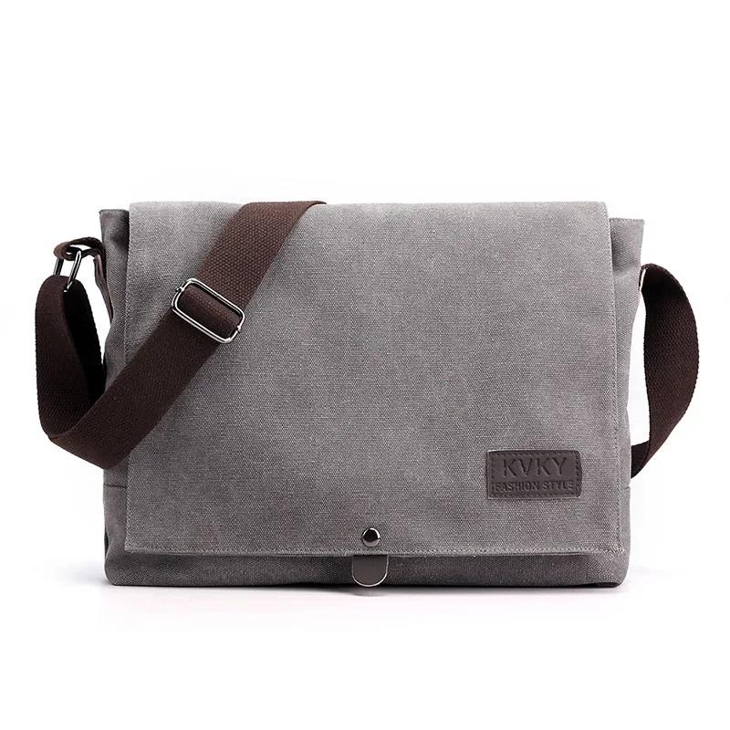 Men Canvas Crossbody Shoulder Messenger Bags Man Cross Body Bag Casual Solid Multi Function Portable Male Bag: GRAY