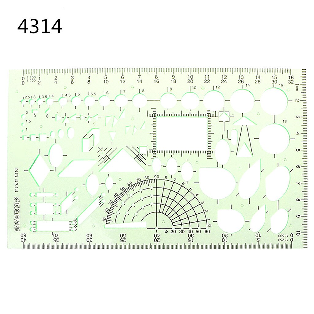 Plastic Geometric Template Ruler Drawing Tools for student School Stationery Pro Q1JC: 4314