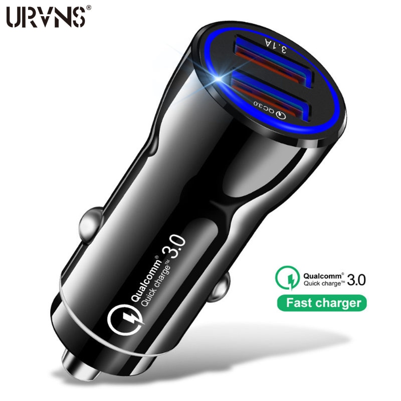 Urvns Dual Usb QC3.0 + 3.1A Snelle Autolader Quick Charge 3.0 Auto Opladen Hoofd Met Led Licht Voor Iphone xr 11 Samsung Huawei