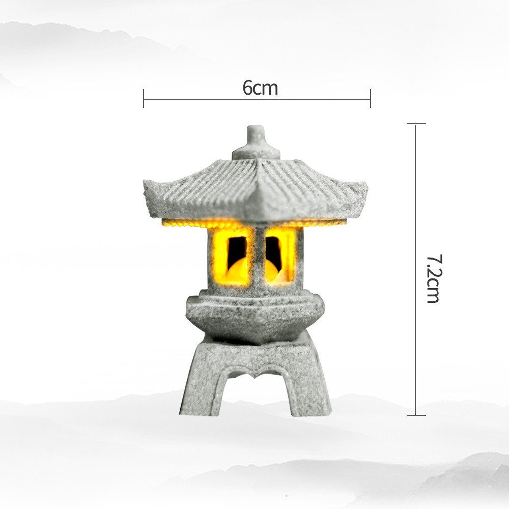Mini Pagode Lantaarn Licht Tuinbeeld Micro Landschap Aquarium Zen Yard Aquarium Bonsai Zen Garden Home Outdoor Decoraties: Lavendel