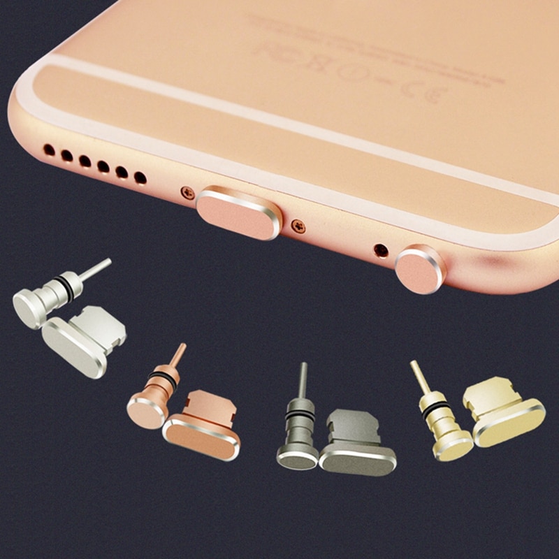 Telefoon Aluminiumlegering Opladen Port Earphone Jack Dust Plug Set voor iPhone XR XS MAX X 8 plus 7 5 s 5 6 6 s Anti Dust Cap Stopper