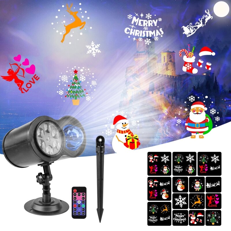 Double Tube Water Wave Pattern Lights Christmas Projection Lamp LED Projector W0YE