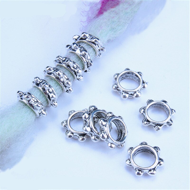 Anillos para el pelo de Metal plateado, trenzas para el cabello, rastas, cuentas, abalorios, rastas, accesorios para el cabello DIY, 5 unids/bolsa: 5pcs  NO.3