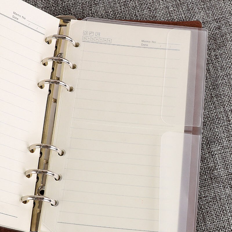 12pcs A5 A6 PVC Transparent Standard 6 Holes Bills Card Collection File Holder Pockets Loose Leaf Storage Organizer Accessories