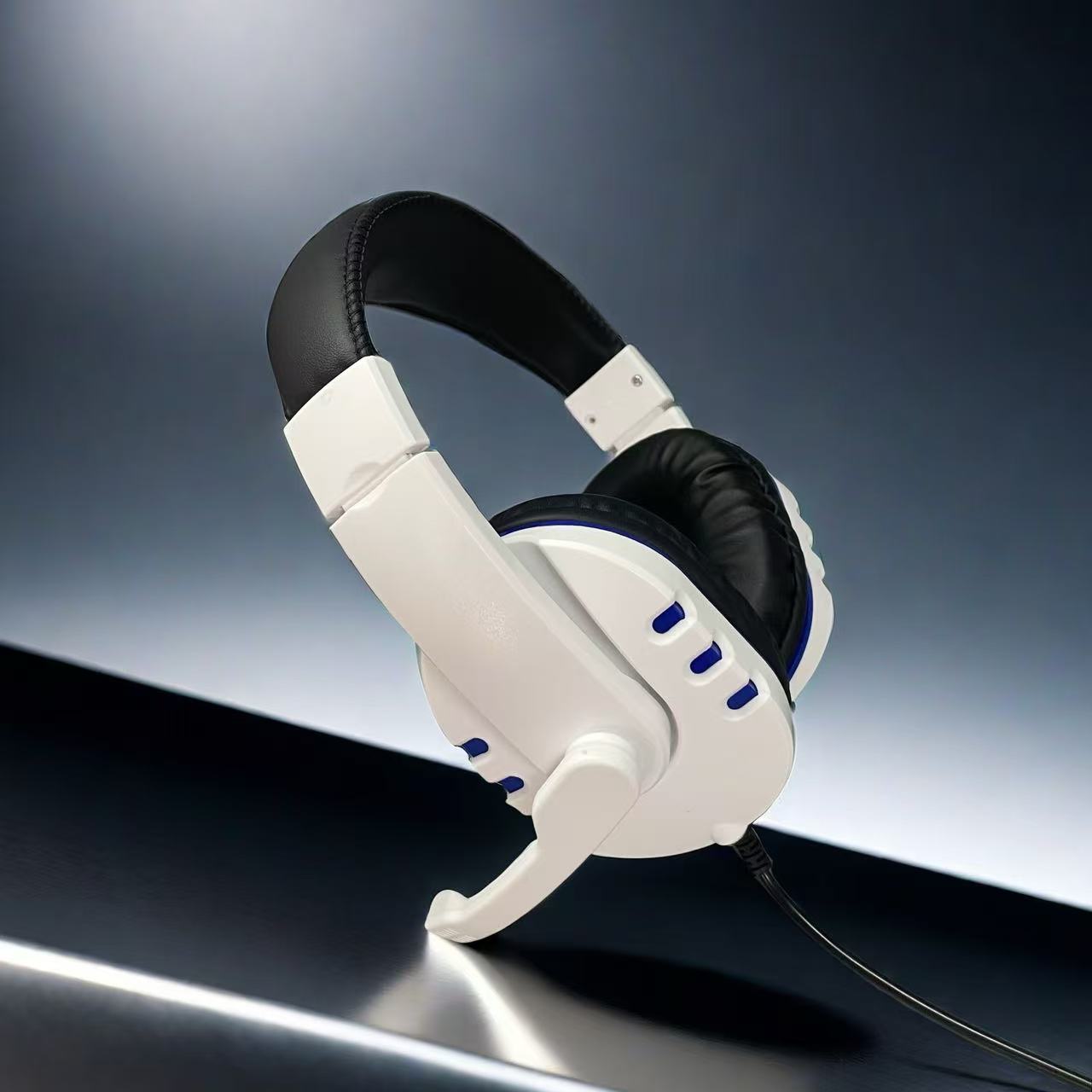 Cuffie Gaming Over-Ear - Headset Cablato con Microfono - Control Volume - 300g - per Laptop, Desktop, Dispositivi Gaming: Bianco