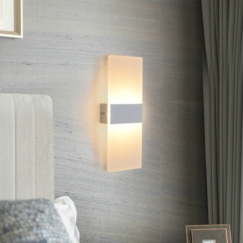 Mini 4/6/12/18W Led Acrylic Wall Lamp AC90-260V Long warm white Bedding Room Living Room Indoor wall lamp Bedroom Modern Simple