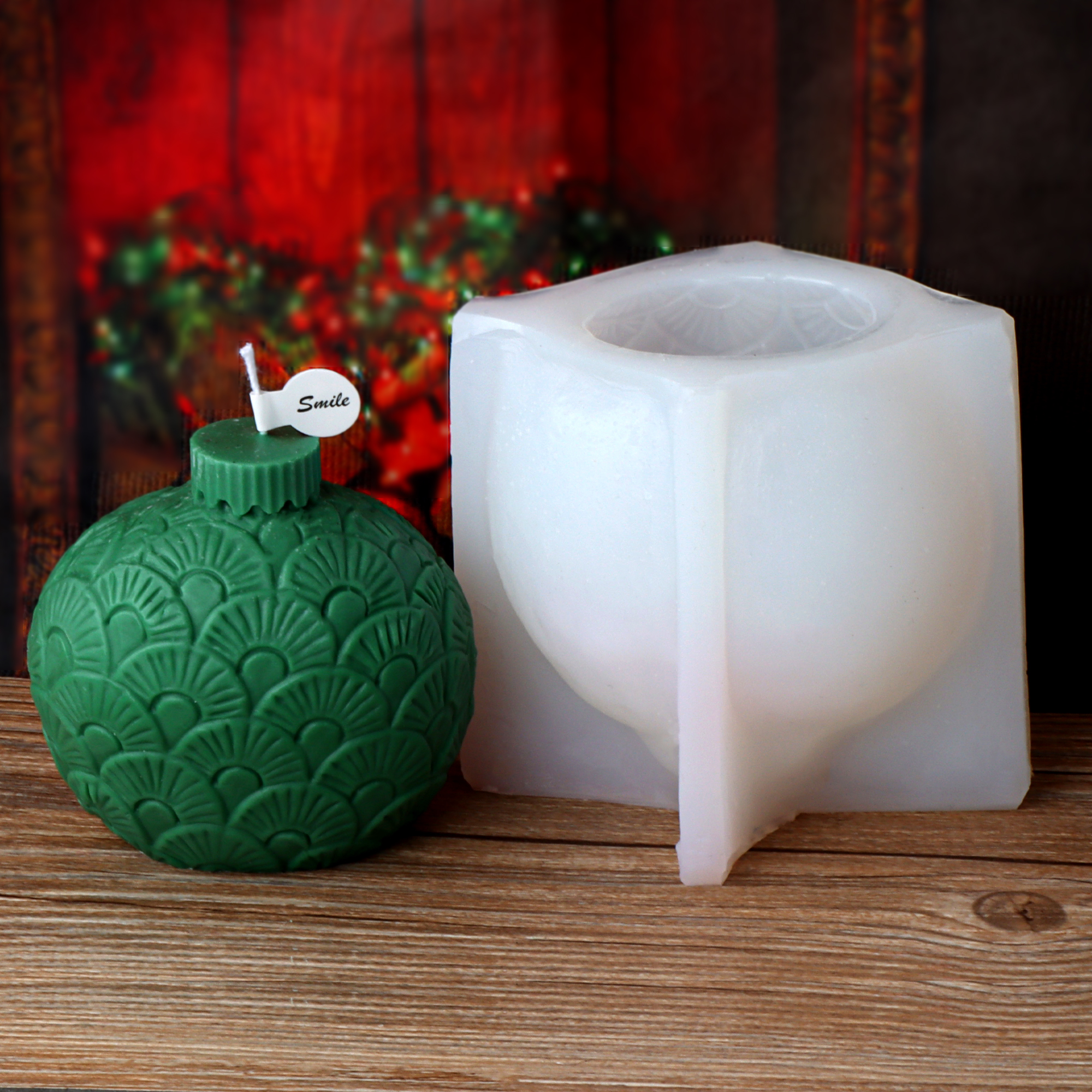 Stampo in silicone per campana di Natale fai-da-te design con sfera di lanterna in rilievo 3D per candele profumate e decorazioni natalizie
