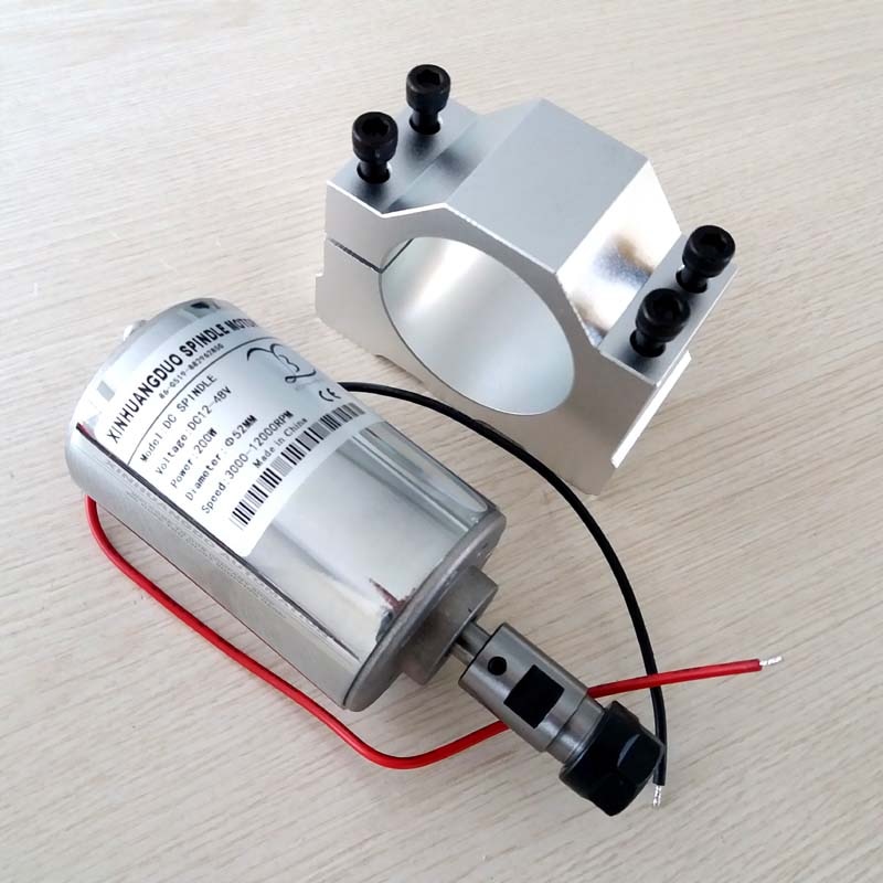 Engraving Machine DC Spindle motor ER11 3.17mm 200W High Speed Spindle Brush Air Cooled PCB Spindle Motor and Bracket 1set