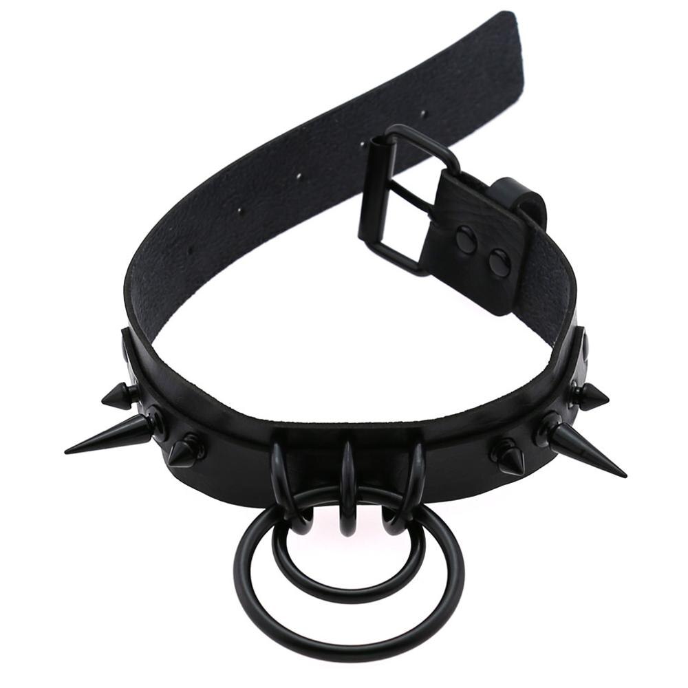 KMVEXO Punk Gothic Schwarz Besetzte Niet Spike Leder Halsband Halsketten Frauen Harajaku O-Runde Anhänger Kragen Männer Schmuck Halskette