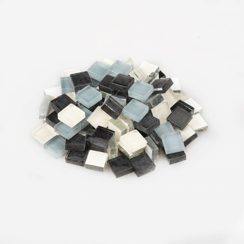 100g ( ca. 100 stk. ) 1cm flerfarvede firkantede glasfliser til gør-det-selv-håndværk leverandør, der laver fliser boligindretning gyh: Sort hvid blandet