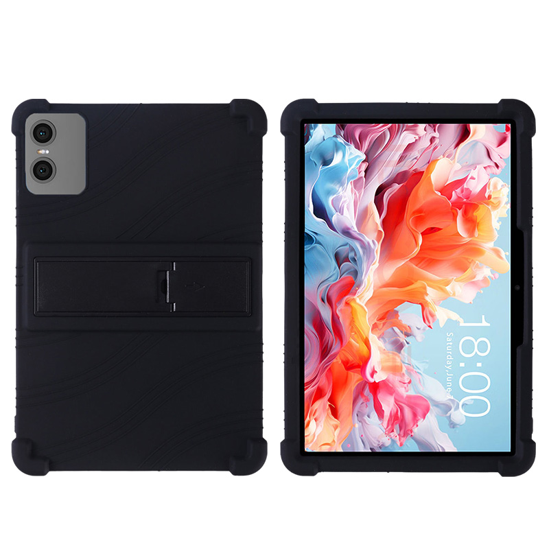 For Teclast P30T P30 Tablet 10.1 Inch Kickstand Coat Shockproof Cover Tablet Case Android 14 Soft Silicon Stand Protective Shell: black