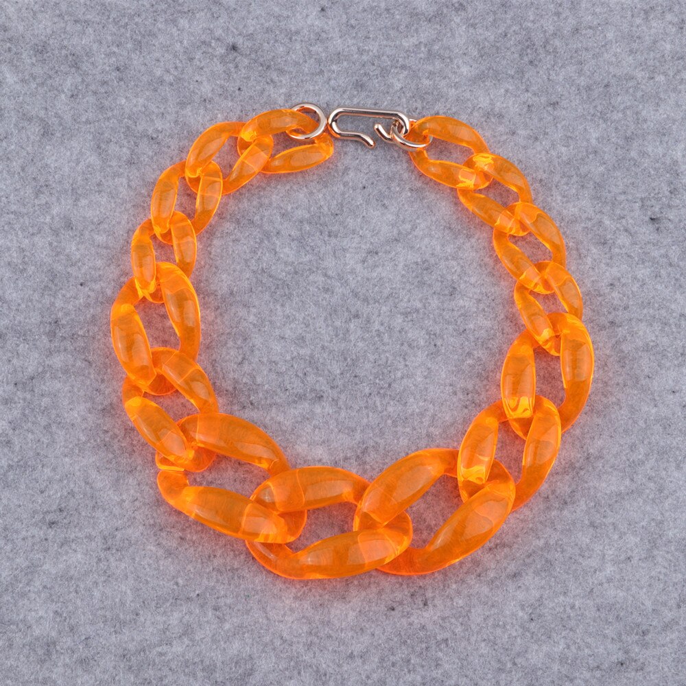 Statement Transparent Neon Green Acrylic Big Chain Choker Pendant Necklace For Women Collar Long Chain Necklaces Jewelry: orange