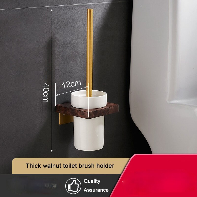 Valnød badeværelsestilbehør badehåndklædestativ håndklædestang sæt toiletpapirholder badeværelse hardware hylder: Toilet børste