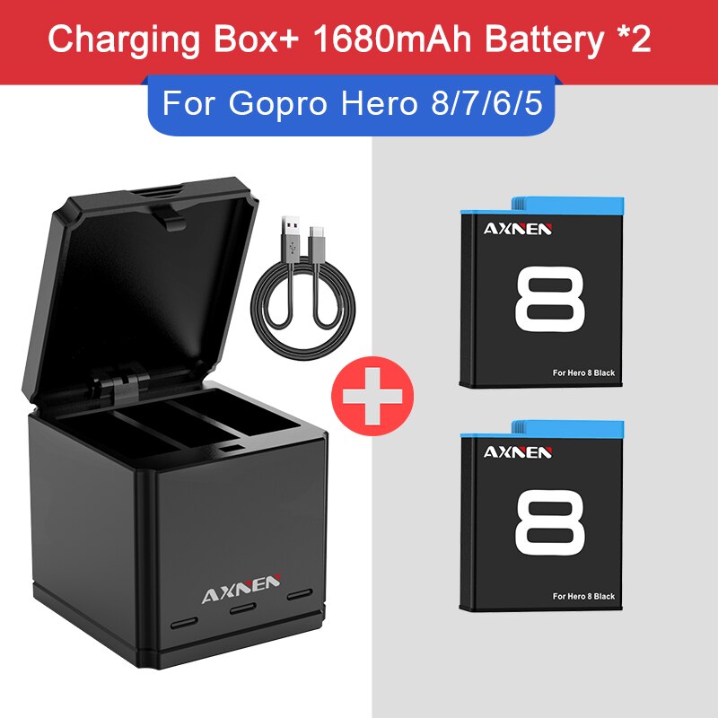 Zestaw baterii lub ładowarki do GoPro Hero 10 9 8 7 6 5 Gopro akcesoria do oryginalnego Go Pro Hero10 Hero8 Hero9 czarny aparat akcji: G8 1Charger 2B