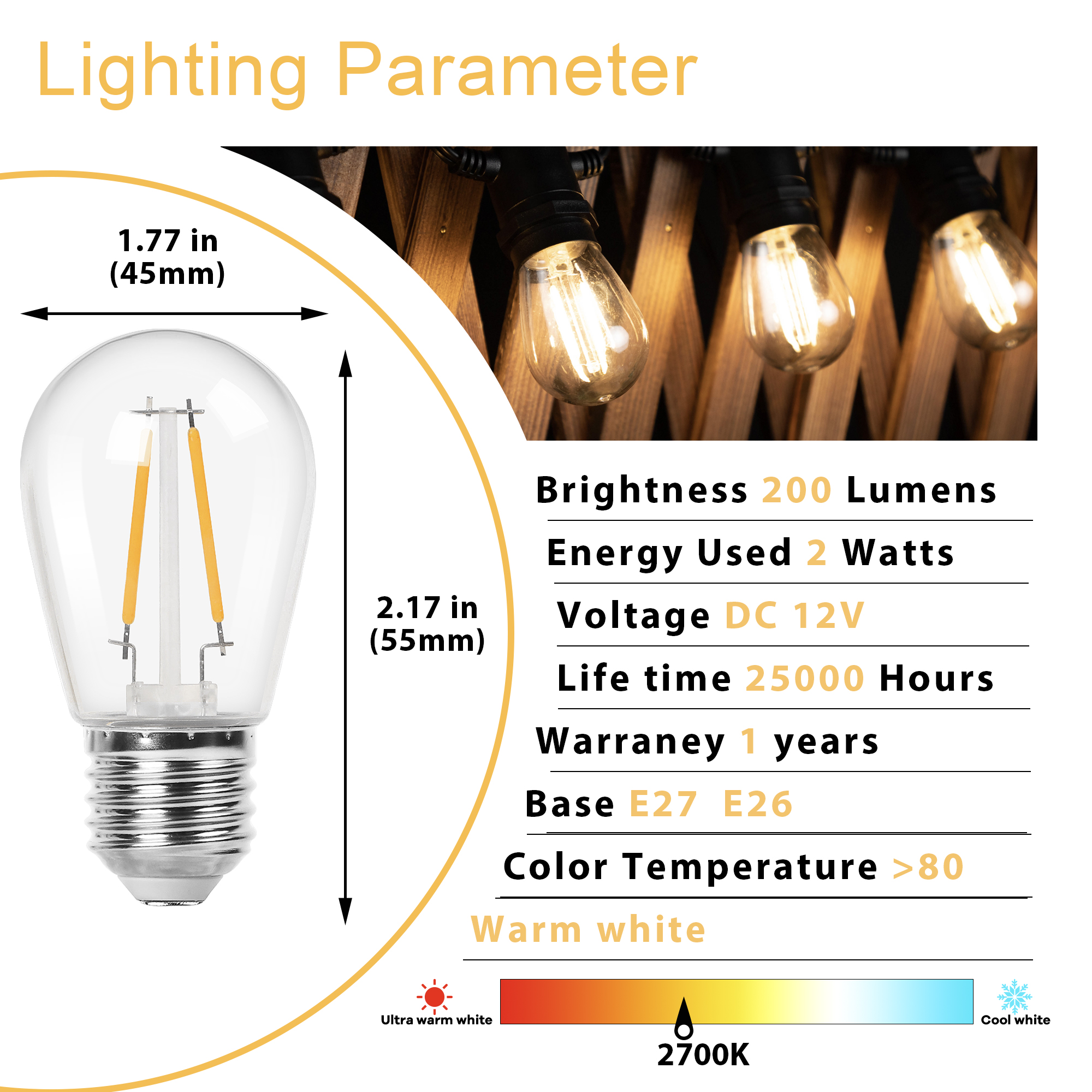 S14 led-lampen als ersatz, 2w niedervolt-lampen ,  e27 bruchsichere kunststoff-außenleuchten, netzunabhängige solarbatteriesysteme 12v wohnmobil-dekoration