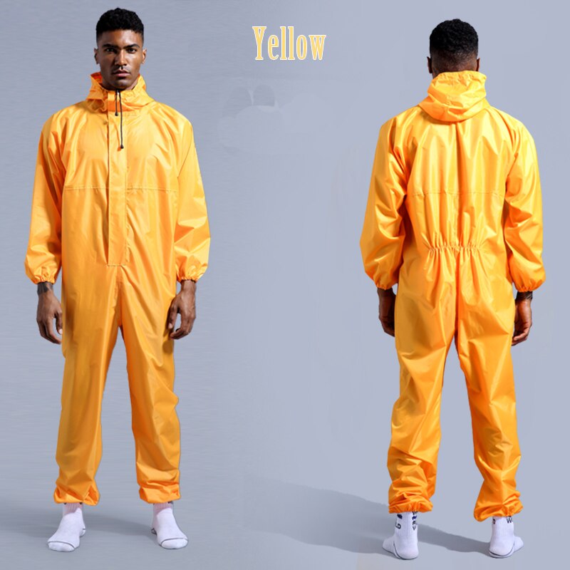 Waterdichte Overall Hoed Olie Slijtvaste Werk Veiligheid Kleding Regenjas Voor Sparying Schilderen Fabriek Kleren Totale Pak: Yellow / L-170